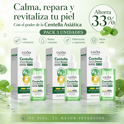 SADOER Sérum de Centella Asiática 100 ml con Vitamina B5, Ácido Hialurónico y Alantoína – Hidratación, Calma, Poros Visibles y Barrera Cutánea