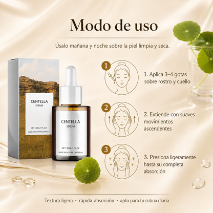 Sérum Facial de Centella Asiática con Niacinamida y Ácido Hialurónico – Hidratación, Calma y Barrera Cutánea, 30 ml