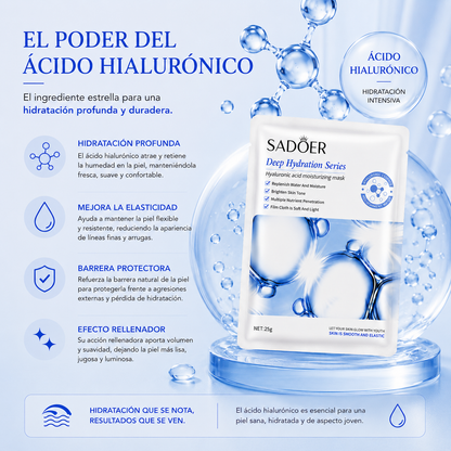 Pack 4 Mascarillas de Ácido Hialurónico | Tratamiento Intensivo de Hidratación Profunda
